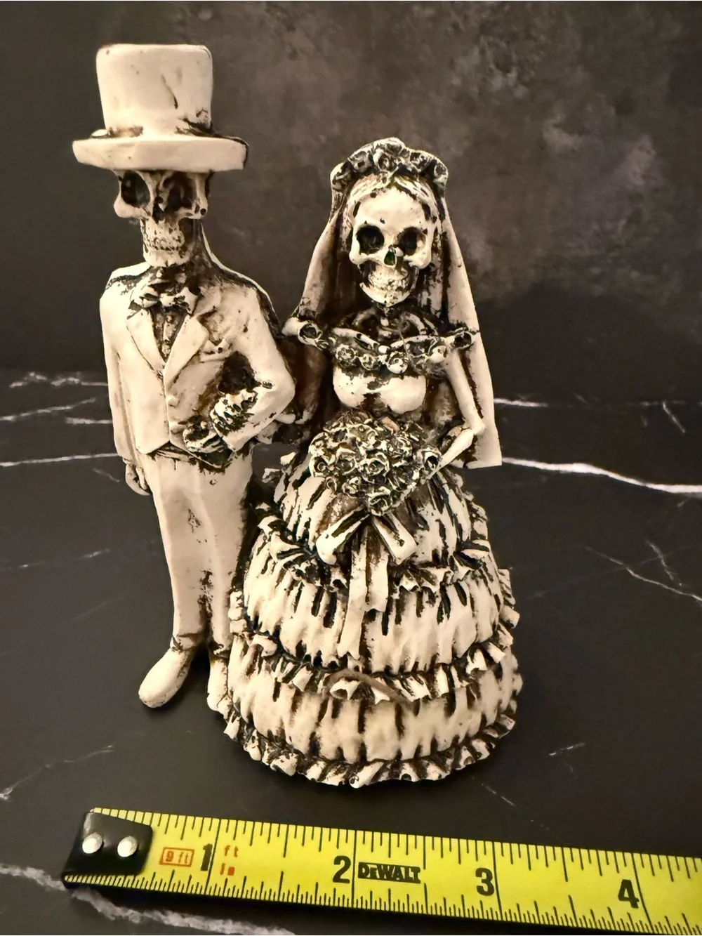 White Skeleton Bride and Groom Cake Topper - Gothic Wedding Accent
